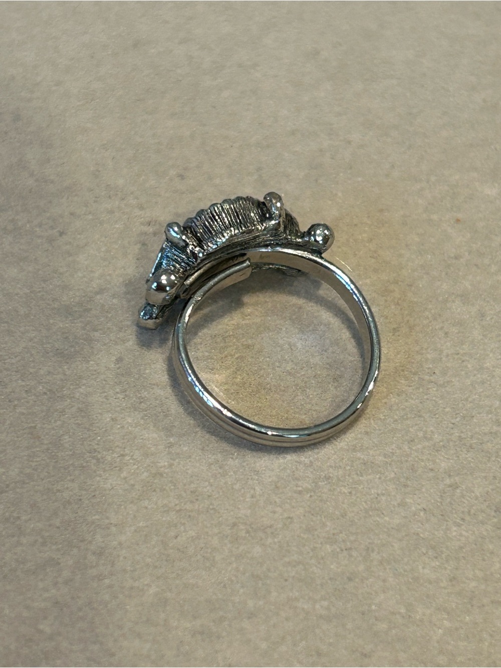 Silver Tone Moonstone Statement Frog Ring in Opalescent Blue - Picture 5 of 7